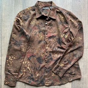 NWOT brown floral blouse size L